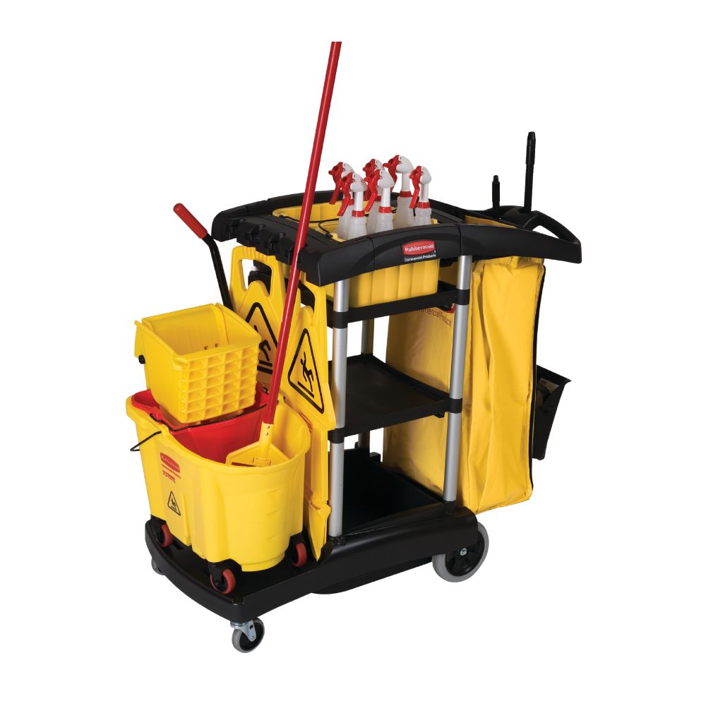 Commercial Janitorial Cleaning Cart Black Rubbermaid