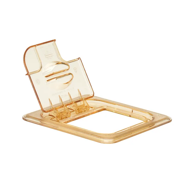 Cambro 60HPLN150 I GN 1/6 High Heat H-Pan Notched FlipLids I Amber I Case of 6