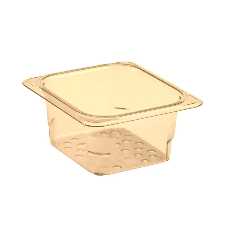 Cambro 63CLRHP150 I GN 1/6 H-Pan High Heat Colander Food Pans 76 mm Deep I Amber I Case of 6