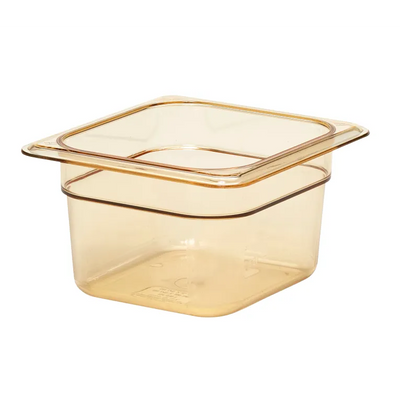 Cambro 64HP150 I GN 1/6 H-Pan High Heat Food Pans 100 mm Deep I 1.5L I Amber I Case of 6