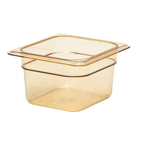 Cambro 64HP150 I GN 1/6 H-Pan High Heat Food Pans 100 mm Deep I 1.5L I Amber I Case of 6