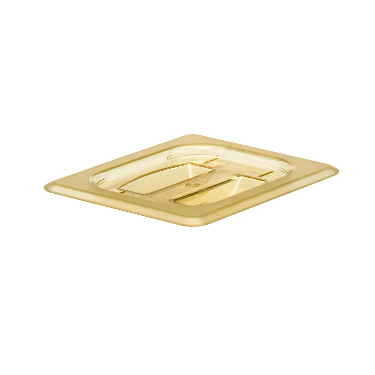 Cambro 80HPCH150 I GN 1/8 High Heat H-Pan Lids I Cover with Handle I Amber I Case of 6