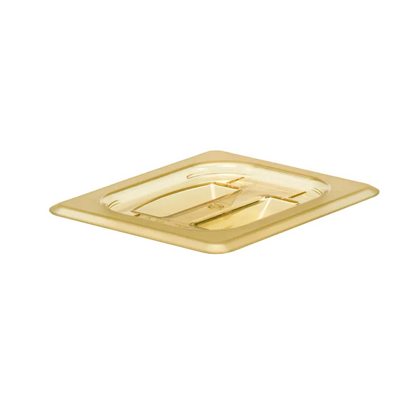 Cambro 80HPCH150 I GN 1/8 High Heat H-Pan Lids I Cover with Handle I Amber I Case of 6