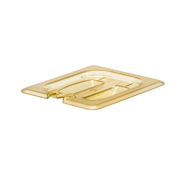 Cambro 80HPCHN150 I GN 1/8 High Heat H-Pan Lids I Notched Cover w/ Handle I Amber I Case of 6