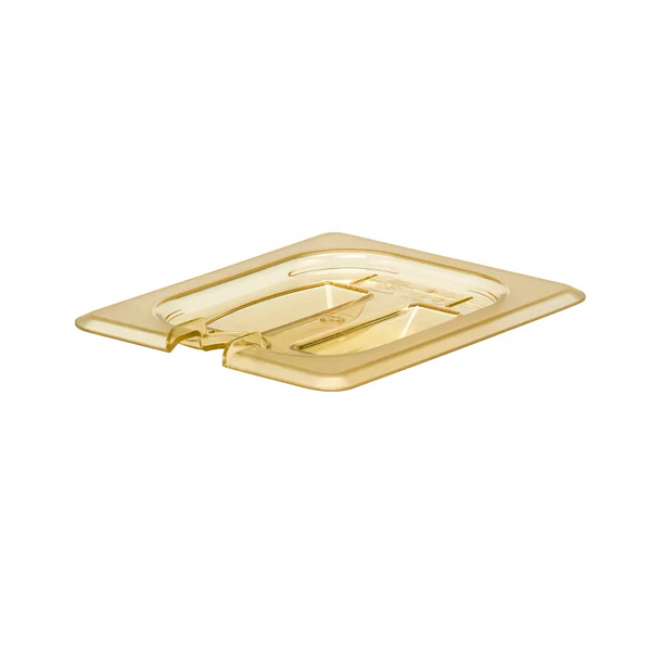 Cambro 80HPCHN150 I GN 1/8 High Heat H-Pan Lids I Notched Cover w/ Handle I Amber I Case of 6