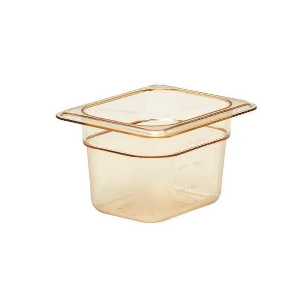 Cambro 84HP150 I GN 1/8 H-Pan High Heat Food Pans 100 mm Deep I 1L I Amber I Case of 6