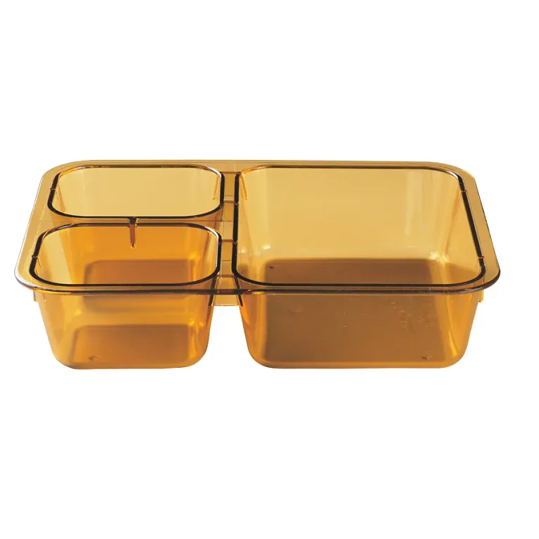 Cambro 853FH150 I Heat-Resistant Plastic Insert Tray I 3 Compartments I Amber I Case of 24