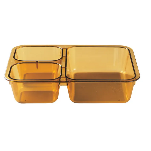 Cambro 853FH150 I Heat-Resistant Plastic Insert Tray I 3 Compartments I Amber I Case of 24