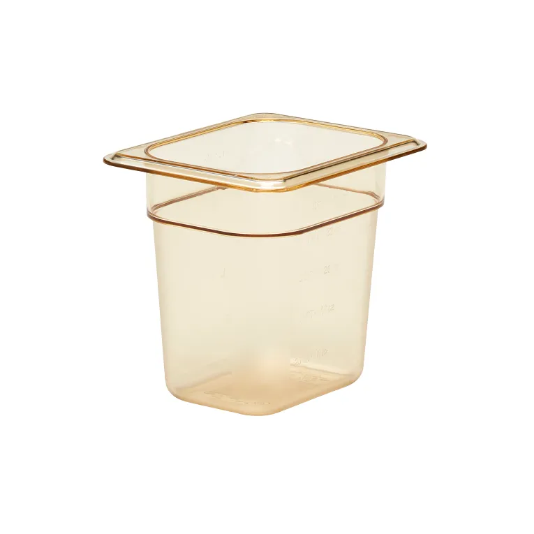 Cambro 86HP150 I GN 1/8 H-Pan High Heat Food Pans 150 mm Deep I 1.46L I Amber I Case of 6