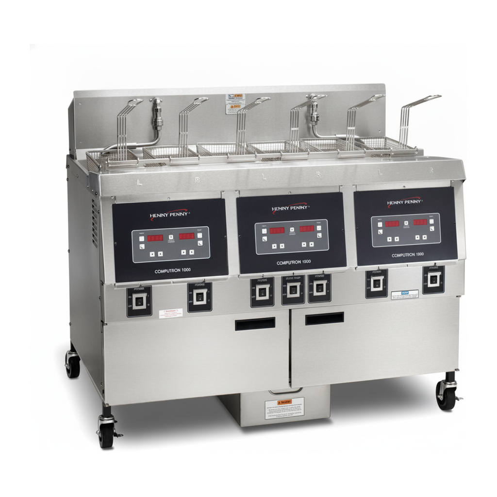 Henny Penny OEA323 8000 | Triple Well Electric Open Fryer with Computron 8000 Controls | Auto Lift