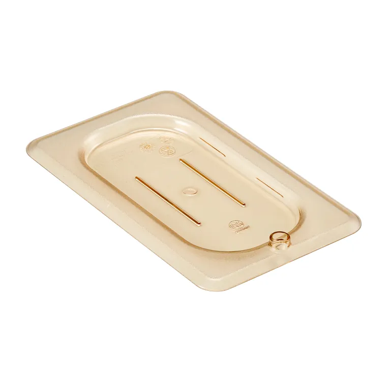 Cambro 90HPC150 I GN 1/9 High Heat H-Pan Lids I Flat Cover I Amber I Case of 6