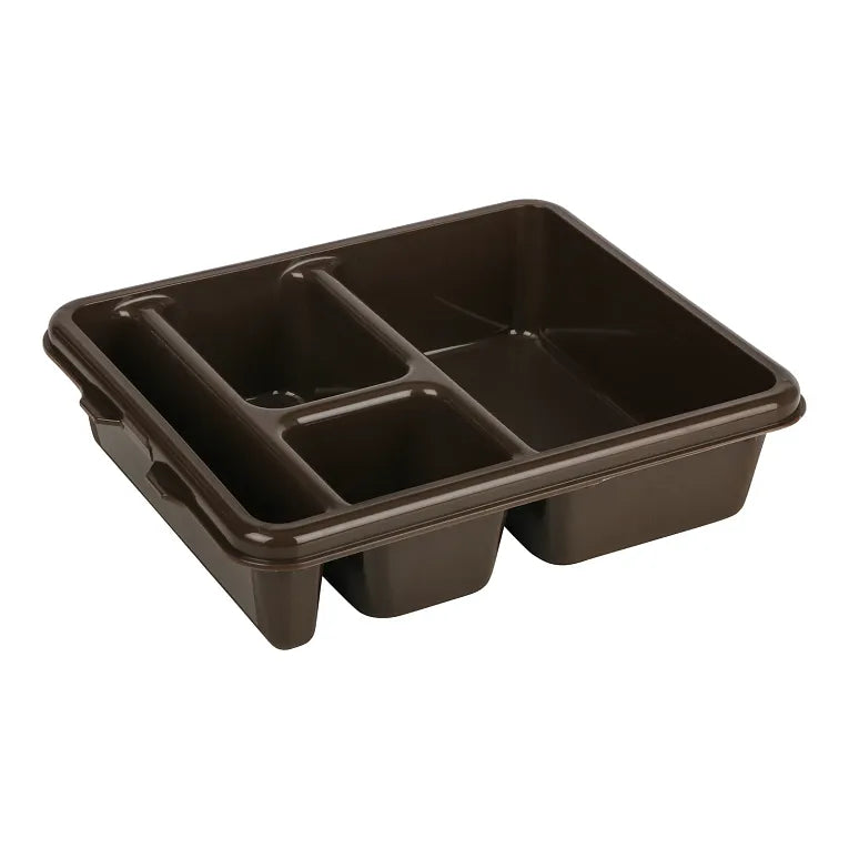 Cambro 9114CP167 I Co-Polymer Meal Delivery Trays I 4 Compartments I Dark Brown I Case of 24