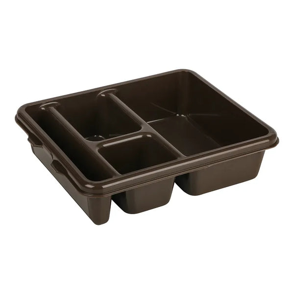 Cambro 9114CP167 I Co-Polymer Meal Delivery Trays I 4 Compartments I Dark Brown I Case of 24