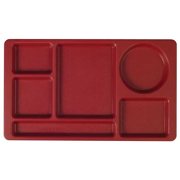 Cambro 915CP416 I Co-Polymer 2 X 2 Compartment Trays I 22.2 x 38 cm I Cranberry I Case of 24