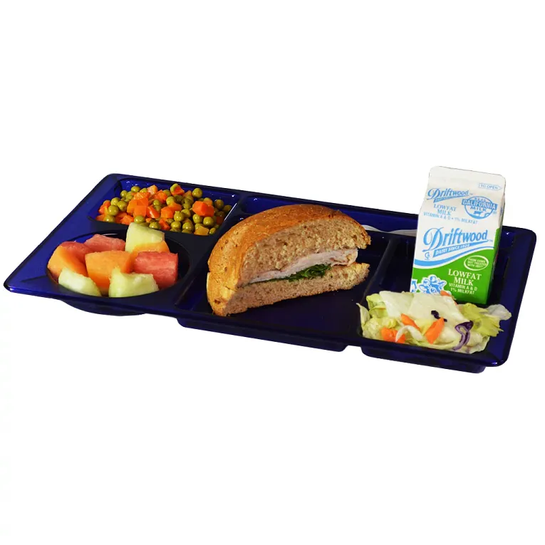 Cambro 915CW431 I Camwear 2 X 2 Compartment Trays I 22.2 x 38 cm I Translucent Blue I Case of 24