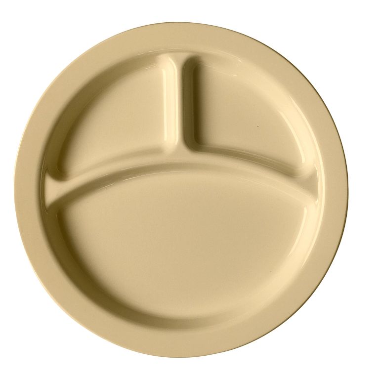 Cambro 93CW133 I Camwear Dinnerware Plates I Three Compartment I Narrow Rim I Beige I Case of 48