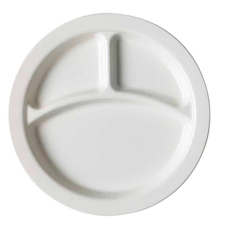 Cambro 93CW148 I Camwear Dinnerware Plates I Three Compartment I Narrow Rim I White I Case of 48
