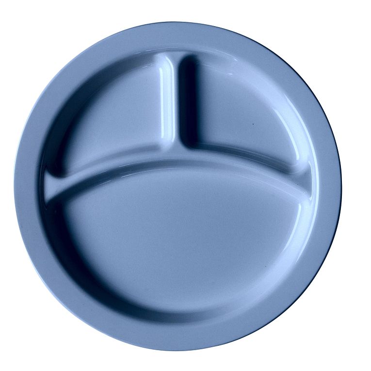 Cambro 93CW401 I Camwear Dinnerware Plates I Three Compartment I Narrow Rim I Slate Blue I Case of 48