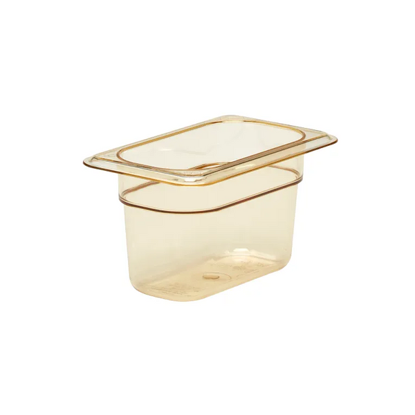 Cambro 94HP150 I GN 1/9 H-Pan High Heat Food Pans 100 mm Deep I 0.85L I Amber I Case of 6
