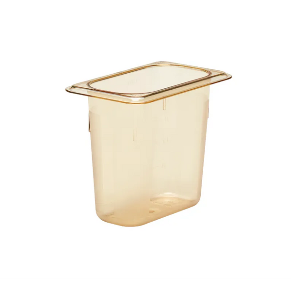 Cambro 96PHP150 I GN 1/9 H-Pan High Heat Food Pans 150 mm Deep I 1.4L I Amber I Case of 6