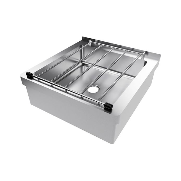 3monkeez AB-FMCS Stainless Steel Floor Mounted Cleaners Sink with Hinged Grate Floor Z Bracket, 32L Capacity, 50mm Outlet including Plug and Waste, 304 Grade Stainless Steel