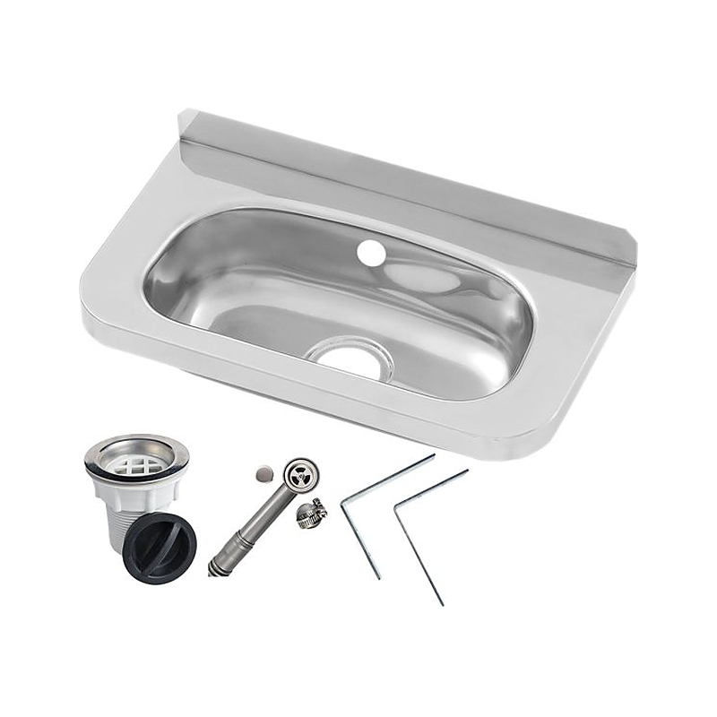 3monkeez HBC-RTH-KIT Compact Hand Basin, Brackets, and Plug and Waste, 304 Grade Stainless Steel - Right Tap Holes