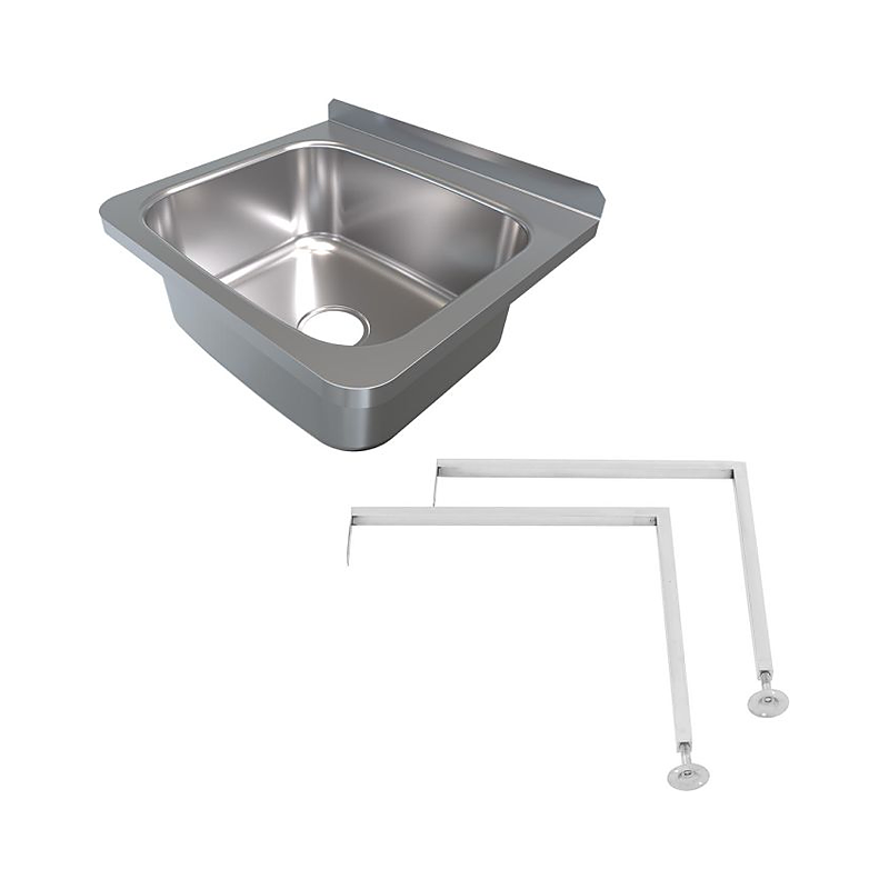 3monkeez AB-JB-L Jumbo Basin, 90mm Outlet, 304 Grade Stainless Steel With Brackets - With Legs