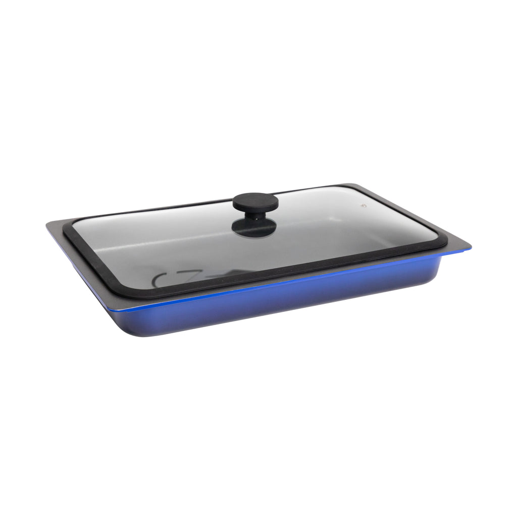 AluChef AP-GN1-04 | 1/1 GN | Pan Blue | Blue Pan | W Glass Lid | 53 x 32.5 x 6.5 H CM | 7.9L