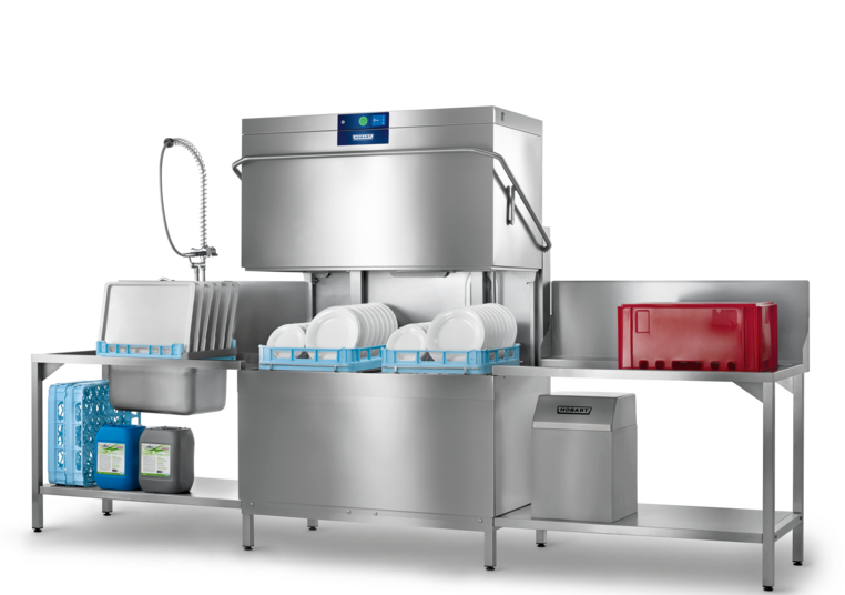 Pass Through Dishwasher, Hobart, AMXT-VHL, PROFI Twin, Hood-Type, Dishwasher, Base Model, with Vapostop, with Auto Hood Lift
