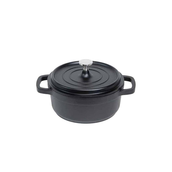 AluChef AP-1100-11G | Mini Casserole Round Matte Black | W Gold Colored Metal Handle | 11 Ꝋ cm,  0.36L
