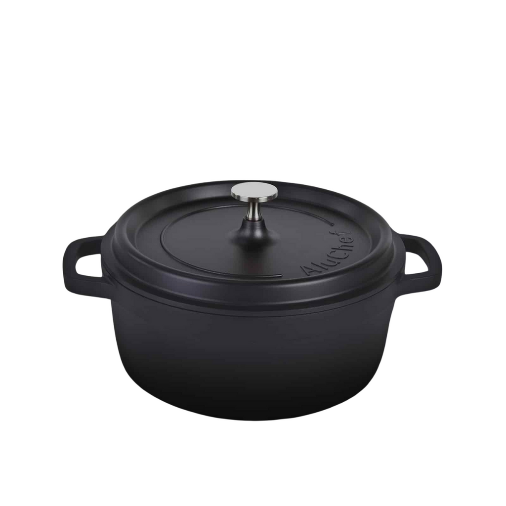 AluChef AP-2400-11 | Casserole Round Matte Black| W Metal Handle | 24 Ꝋ x 10 H CM | 4.5L