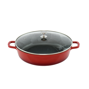 AluChef AP-3200-08 | Casserole Round Red | W Metal Handle |32 Ꝋ x 8.2 H CM | 6L