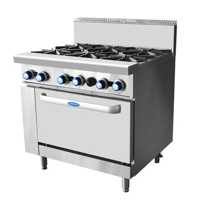 Cookrite AT80G6B-O-LPG | 6 Burner Gas Oven | 900mm Wide | Oven Range