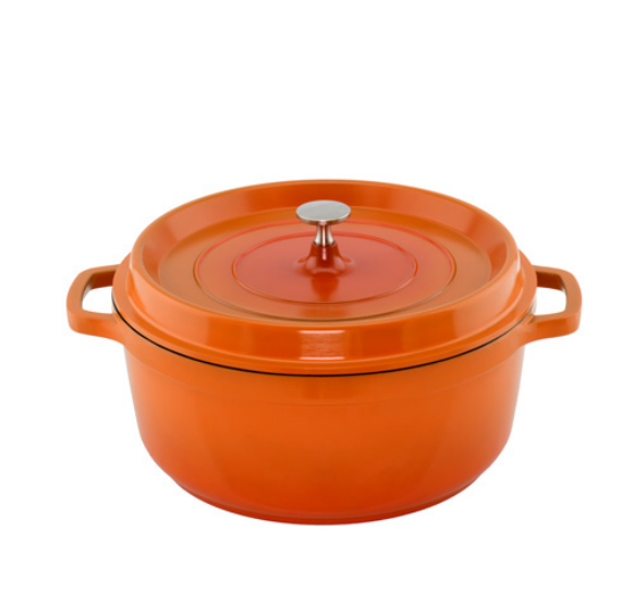 AluChef AP-2800-07 | Casserole Round Orange | W Metal Handle | 28 Ꝋ x 11.5 H CM | 7L