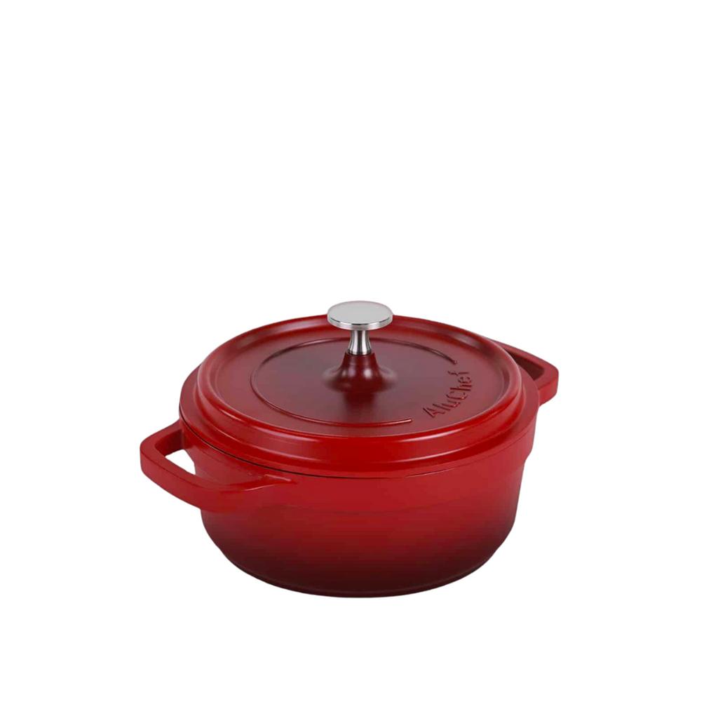 AluChef AP-2000-08 | Casserole Round Red | W Metal Handle | 20 Ꝋ x 8 H CM | 2.5L