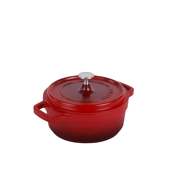 AluChef AP-2000-08 | Casserole Round Red | W Metal Handle | 20 Ꝋ x 8 H CM | 2.5L