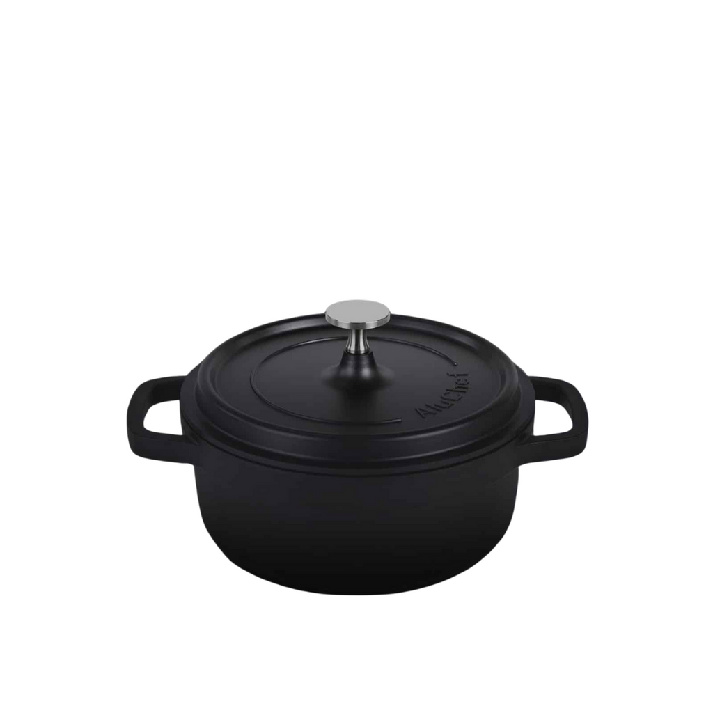AluChef AP-2000-11 | Casserole Round Matte Black | W Metal Handle | 20 Ꝋ x 8 H CM | 2.5L