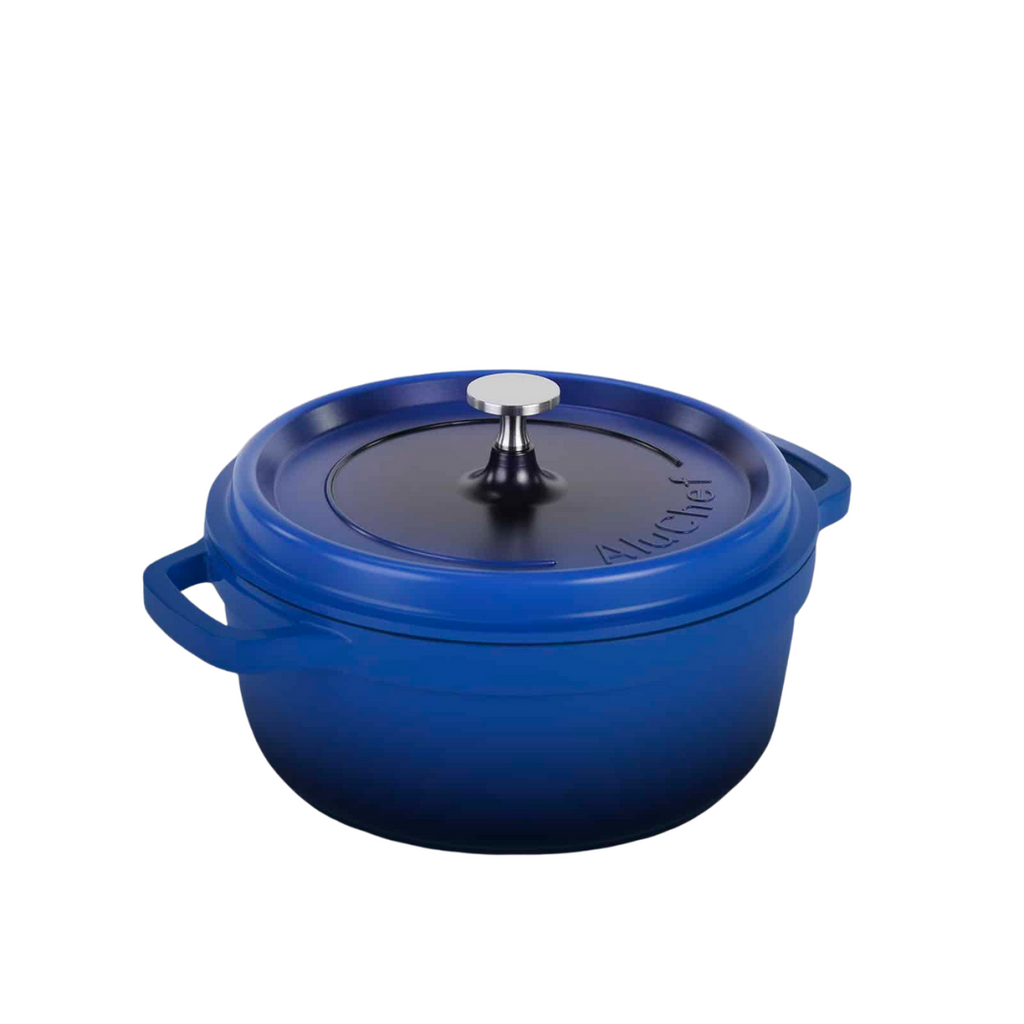 AluChef AP-2400-04 | Casserole Round Blue | W Metal Handle | 24 Ꝋ x 10 H CM | 4.5L