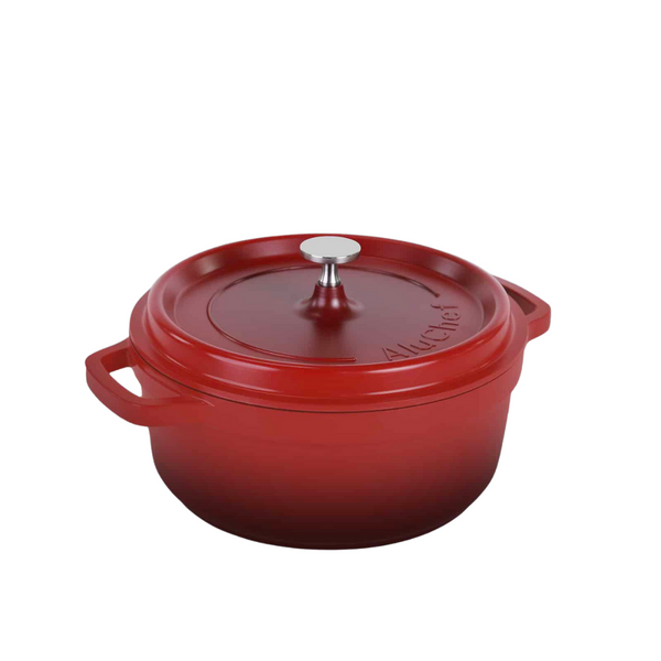 AluChef AP-2400-08 | Casserole Round Red | W Metal Handle | 24 Ꝋ x 10 H CM | 4.5L