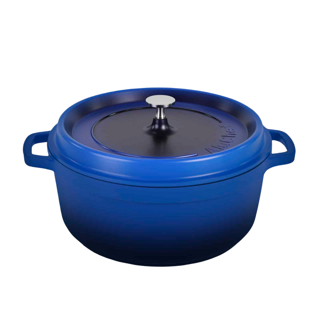 AluChef AP-2800-04 | Casserole Round Blue | W Metal Handle | 28 Ꝋ x 11.5 H CM | 7L