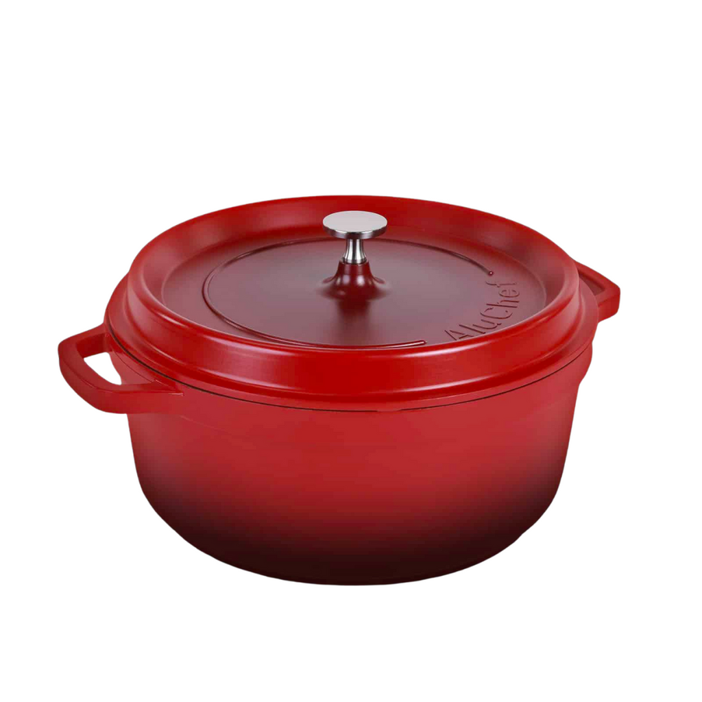 AluChef AP-2800-08 | Casserole Round Red | W Metal Handle | 28 Ꝋ x 11.5 H CM | 7L