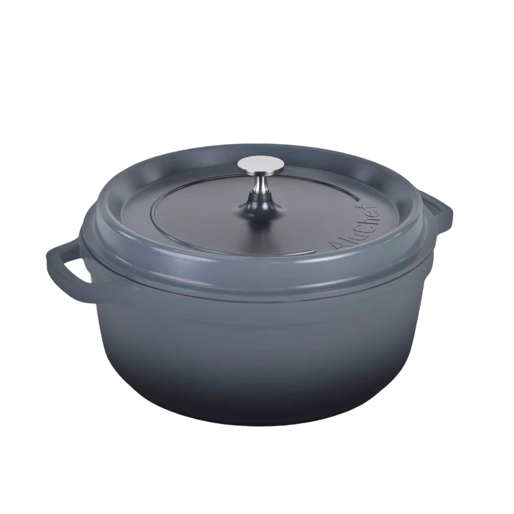 AluChef AP-2800-12 | Casserole Round Charcoal | W Metal Handle | 28 Ꝋ x 11.5 H CM | 7L