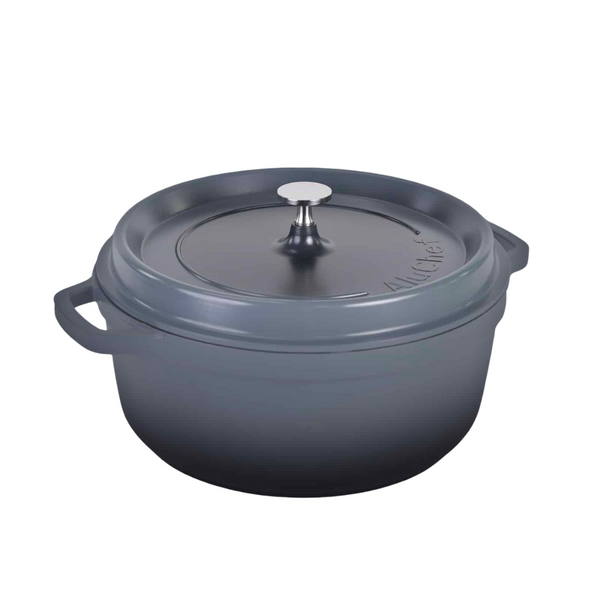 AluChef AP-2800-12 | Casserole Round Charcoal | W Metal Handle | 28 Ꝋ x 11.5 H CM | 7L