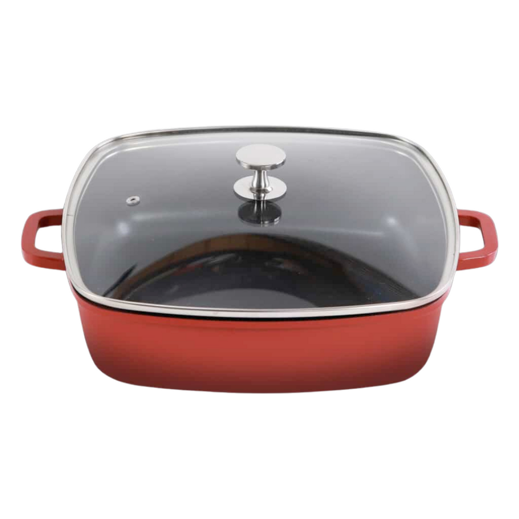 AluChef AP-2828-08 | Casserole Square Red | W Metal Handle | 5.6L