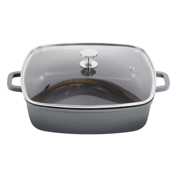 AluChef AP-2828-12 | Casserole Square Charcoal | W Metal Handle | 5.6L