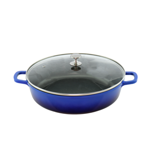 AluChef AP-3200-04 | Casserole Round Blue | W Glass Lid | Metal Handle | 32 Ꝋ x 8.2 H CM | 6L