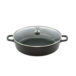 AluChef AP-3200-11 | Casserole Round Matte Black | W Metal Handle |32 Ꝋ x 8.2 H CM | 6L