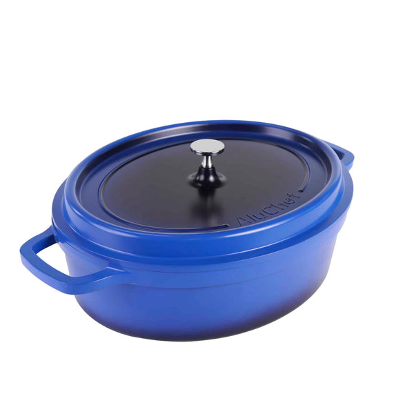 AluChef AP-3529-04 | Casserole | Roaster Oval | Blue Casserole | W Metal Handle | 8.1L
