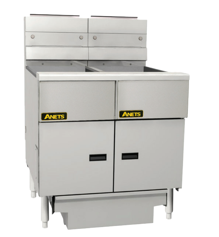Anets FDAGG214R | Goldenfry | Gas Tube Fryer | with 2 Bank Fryer Filter Drawer System | Millivolt Control | Deep Fryers