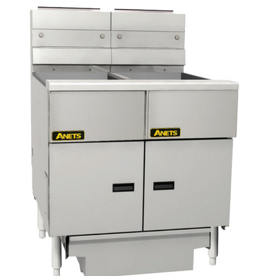 Anets FDAGG214R | Goldenfry | Gas Tube Fryer | with 2 Bank Fryer Filter Drawer System | Millivolt Control | Deep Fryers
